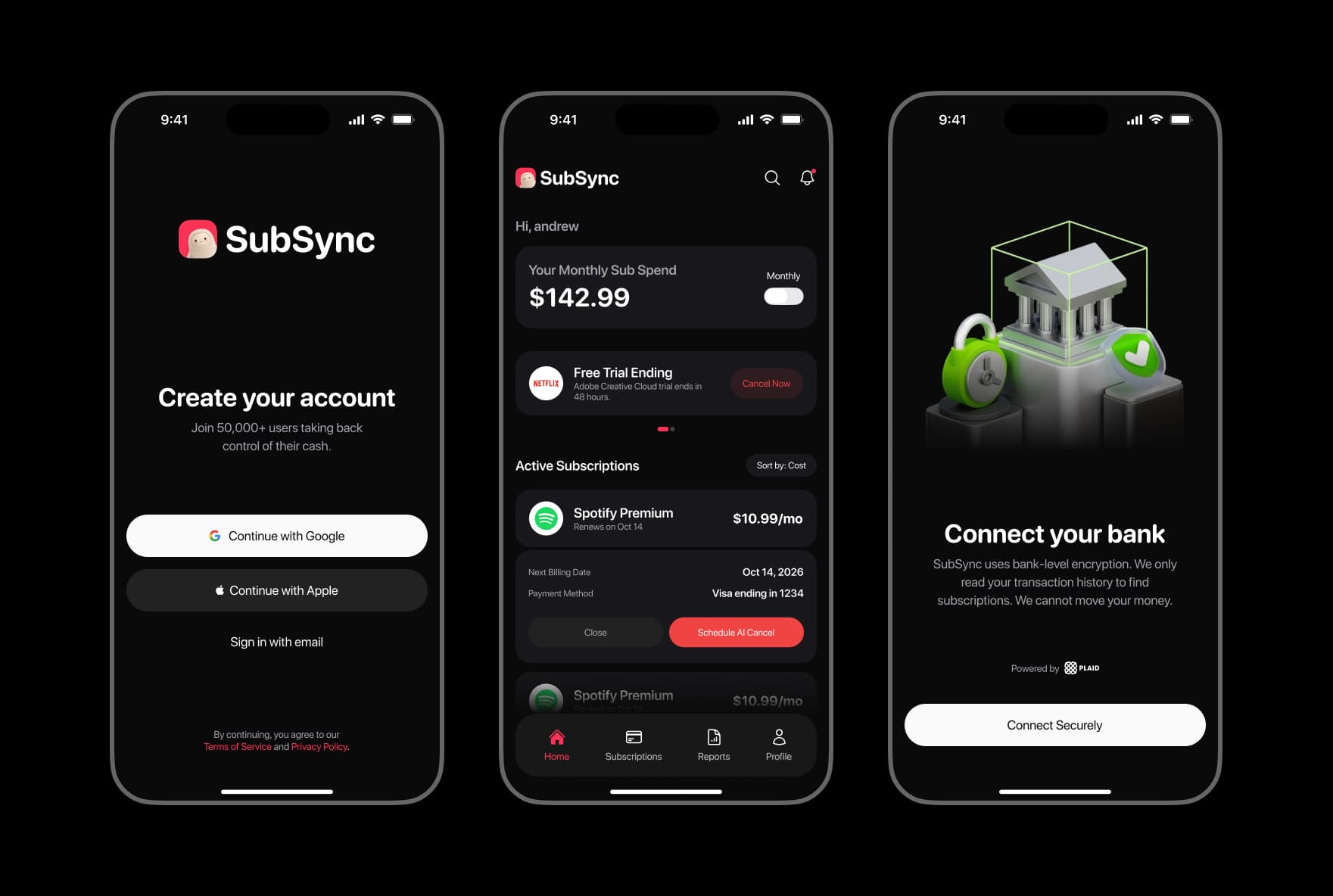 SubSync UI Screens